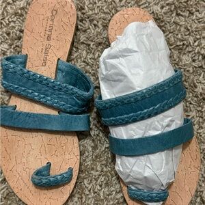Greek Blue Braided Strap Sandals